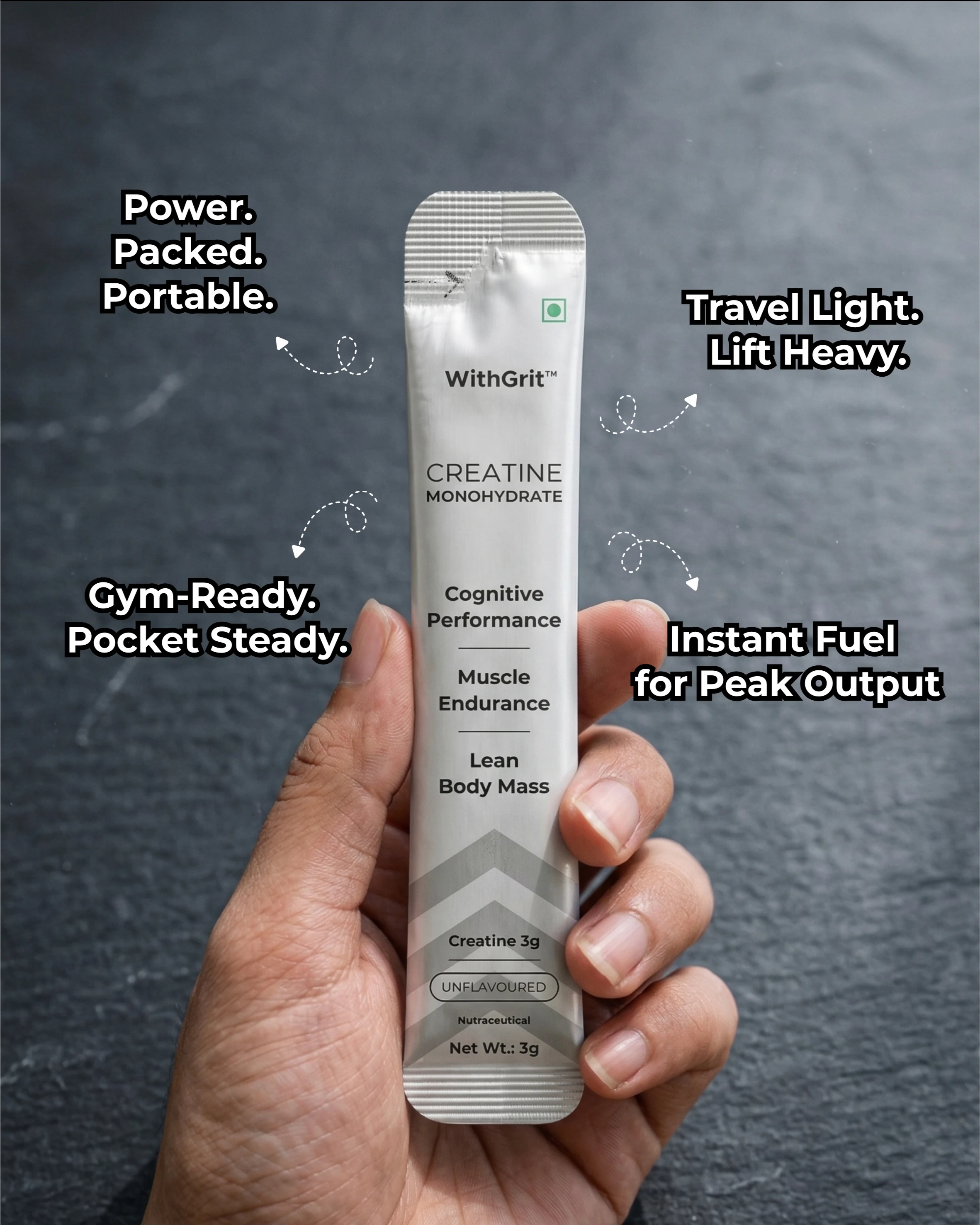 CREATINE MONOHYDRATE | LEAN BODY MASS | MUSCLE ENDURANCE | COGNITIVE PERFORMANCE | 15 SACHETS PACK
